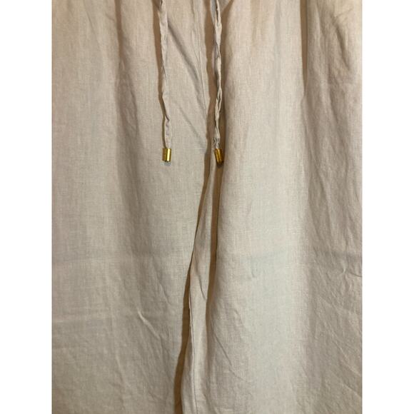 Ellen Tracy Linen Pants Womens Large Tan Relaxed Beachy Lagom Neutral Drawstring - Picture 7 of 16